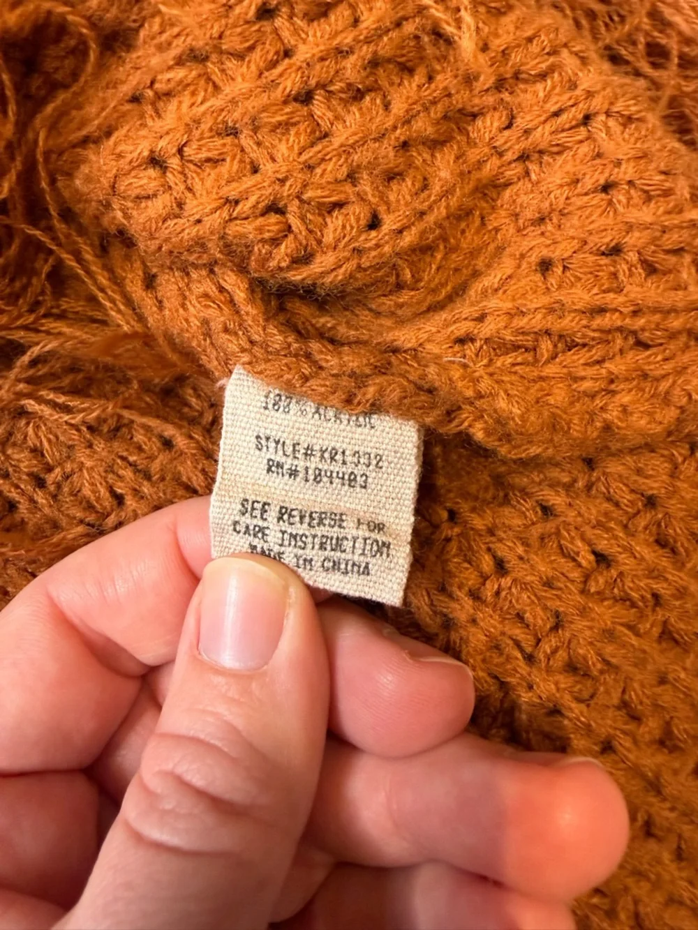 Flawed Anthropologie Moon River Burnt Orange Cropped Sweater Fringe Hem Size S